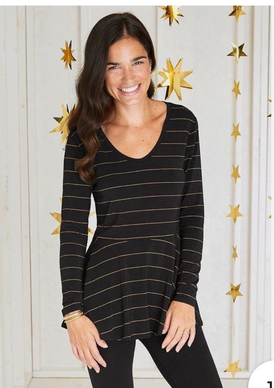 Matilda Jane New Enjoy the Party Wonderment Peplum Top Black Gold L